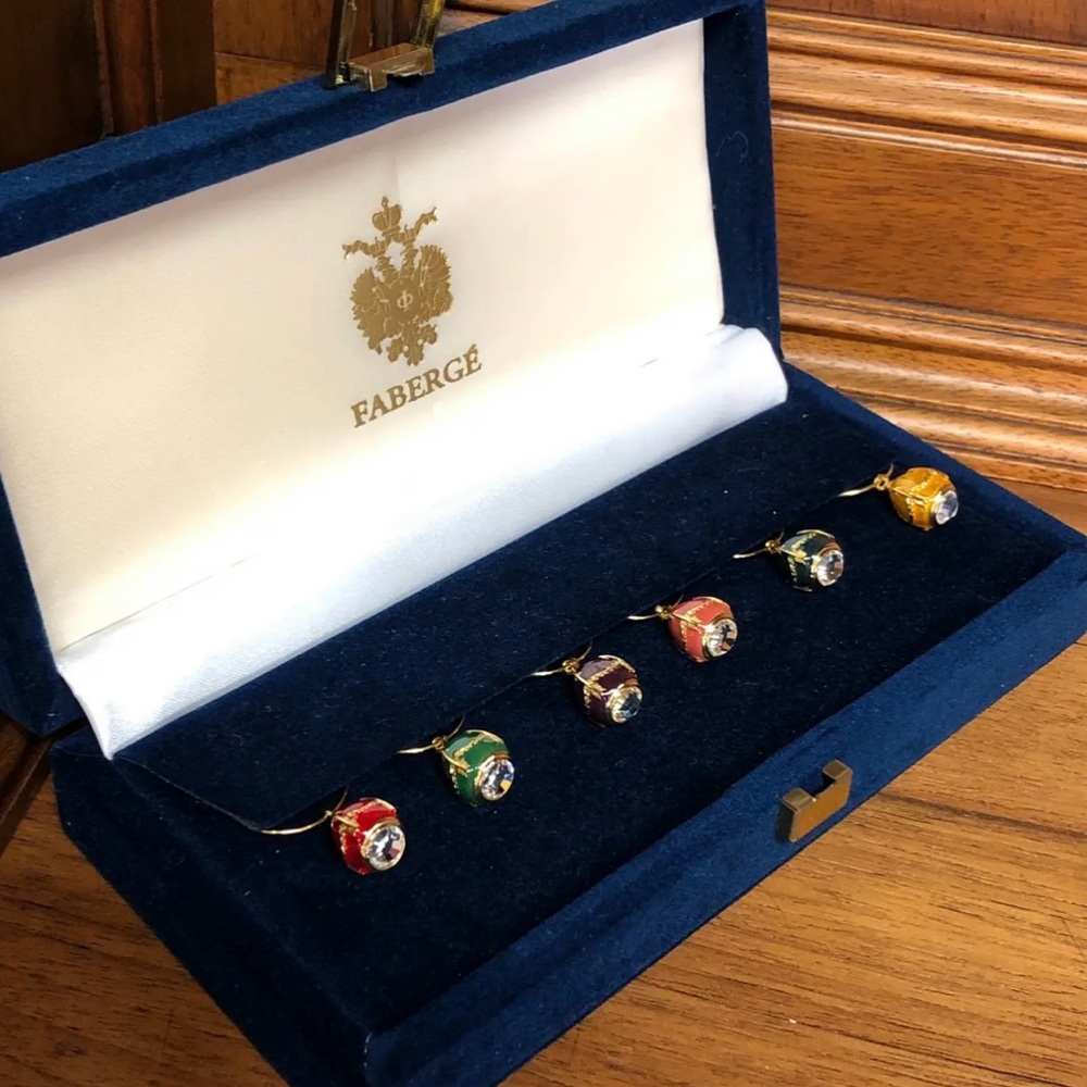 Faberge Authentic Egg Wine Glass Charm Set